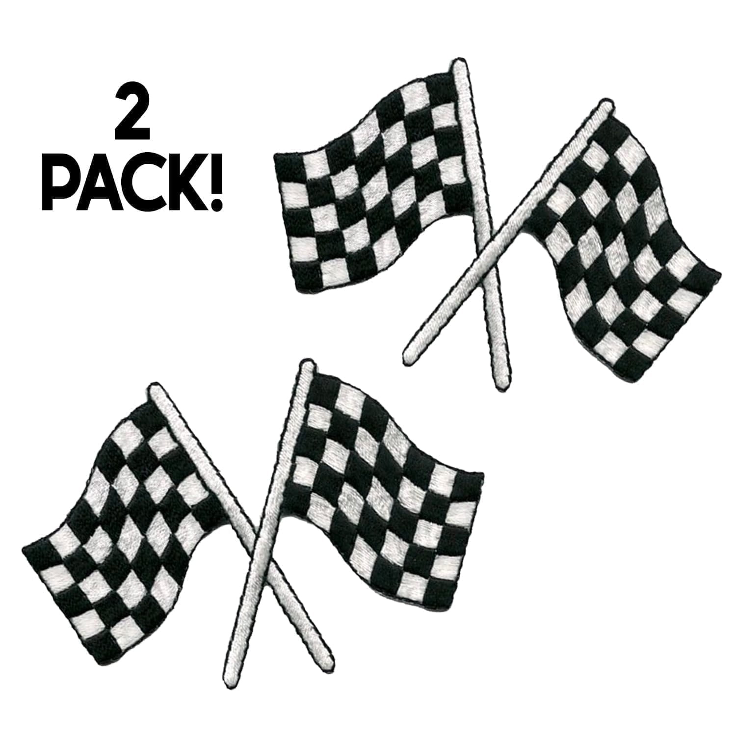 Checkered Racing Flags Iron on Patches (2-Pack) - Laughing Lizards