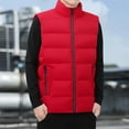 thumbnail image 4 of DLfVUB Down Vest for Men Winter Thermal Padded Puffer Jacket Waistcoat Full Zipper Pockets Casual Stand Up Collar Vests Big and Tall Outerwear Red XXL, 4 of 5
