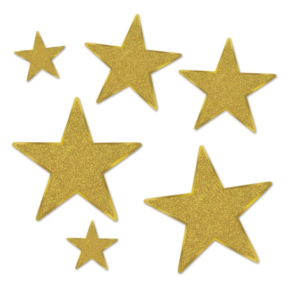 Beistle Gold Glittered Foil Star Cutouts (Case of 72)