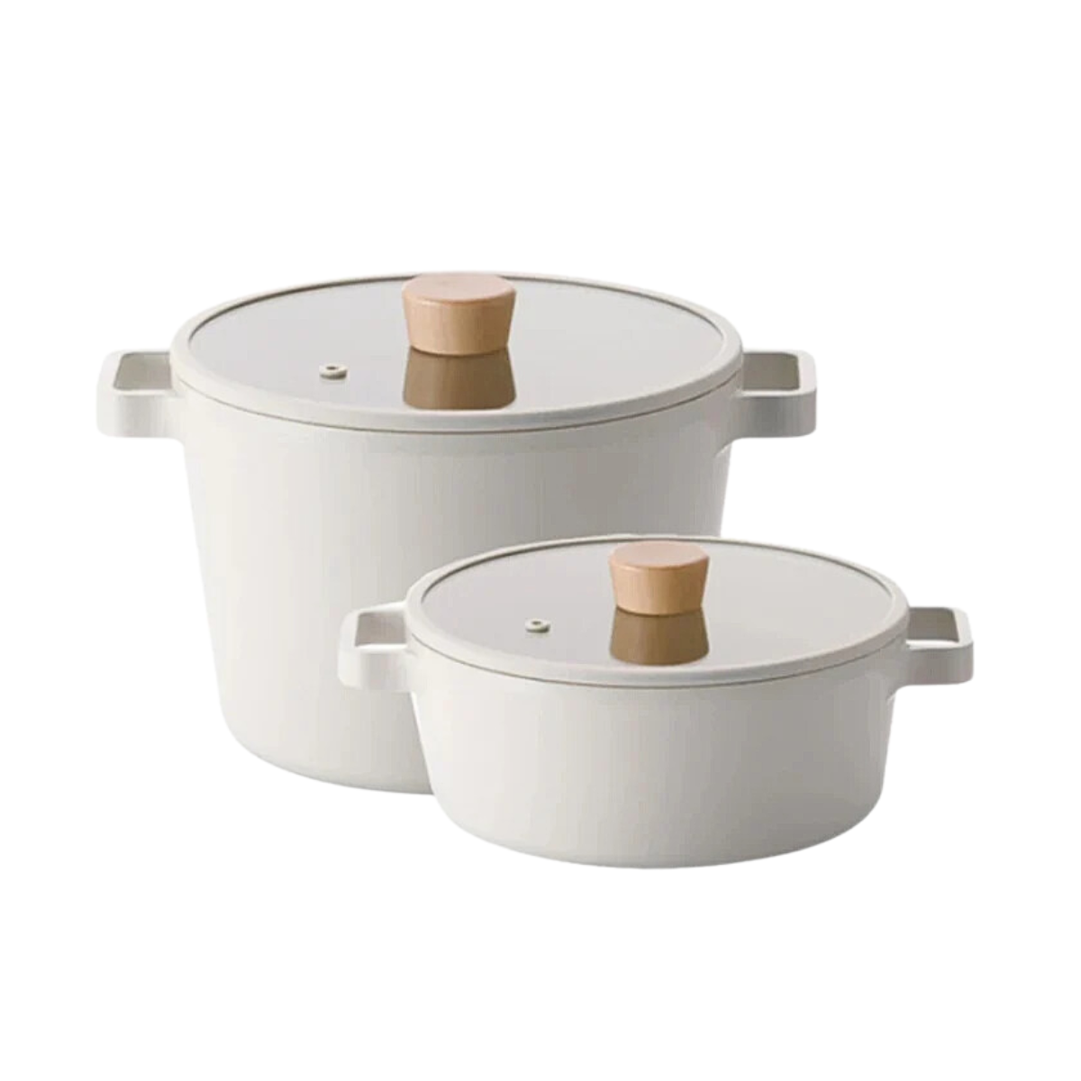 Neoflam FIKA 4 Piece Stock Pot with Lids Set, Nonstick Ceramic Coating Kitchen Cooking Casserole, Dutch Oven for Stovetops and Induction, Made in Korea
