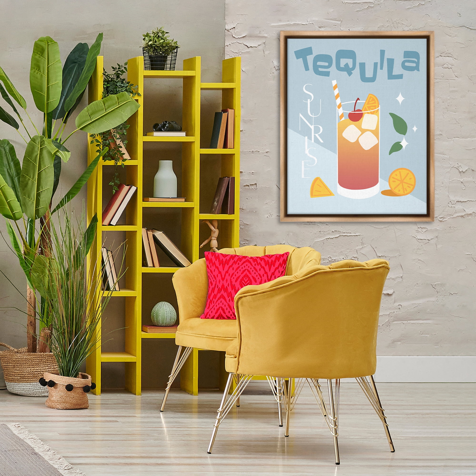 Stupell Industries Tequila Sunrise Typography Food & Beverage Painting Brown Floater Framed Canvas Art Print Wall Art, 25 x 31