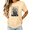apricot-2, variant on UNISHE Women's Black Frame Linocut Dandelion Botanical Block Print Floral Graphic Short Sleeve T-shirt Relaxed Fit