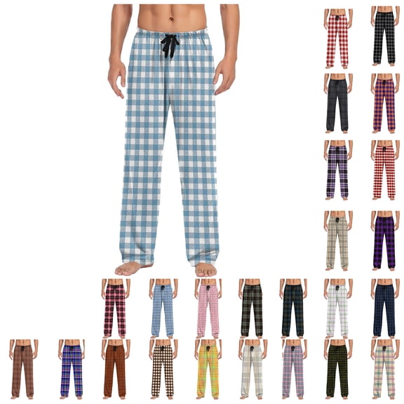 Antinious Men Solid Soft Elastic Waist Pockets Straight Leg Versatile Pajama Full Length Pants