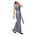 thumbnail image 3 of TOMMY HILFIGER Womens Silver Sleeveless V Neck Faux Wrap Party Jumpsuit Size: 2, 3 of 4