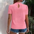 thumbnail image 4 of BangWanChi Summer Tops for Women Fashion Solid Color Summertime Button Short Sleeve Round-Neck Blouses, 4 of 6