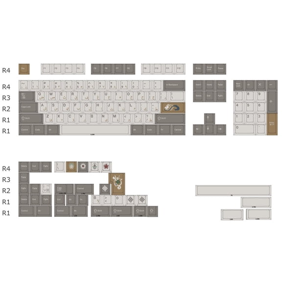 Alhambra PBT Keycap Full Set, Cherry Profile 5-Side Dye-Sublimation Keycaps for Custom Mechanical Keyboard