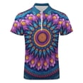 thumbnail image 4 of Mandala Pattern Purple Men Zipper T-shirt Summer Casual Short Sleeve T-shirt Top, 4 of 7