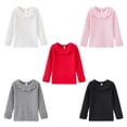 thumbnail image 4 of Ougyinr Kids Toddler Girls Long Sleeves T-Shirt  1-6Y Baby Solid Color Tops Spring Autumn lapel Pullover Tees Tops, 4 of 9