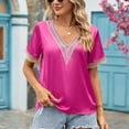 thumbnail image 5 of Mittory Womens Short Sleeve Sexy Summer Tops Lace Trim V Neck Blouses for Women Fashion Tops Dressy Casual Shirts, 5 of 7
