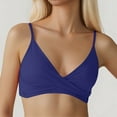 thumbnail image 2 of Curuila Swimsuit For Women Fashion V Neck Solid Color Push Up Comfortable Swimwear Top Navy Size S, 2 of 5