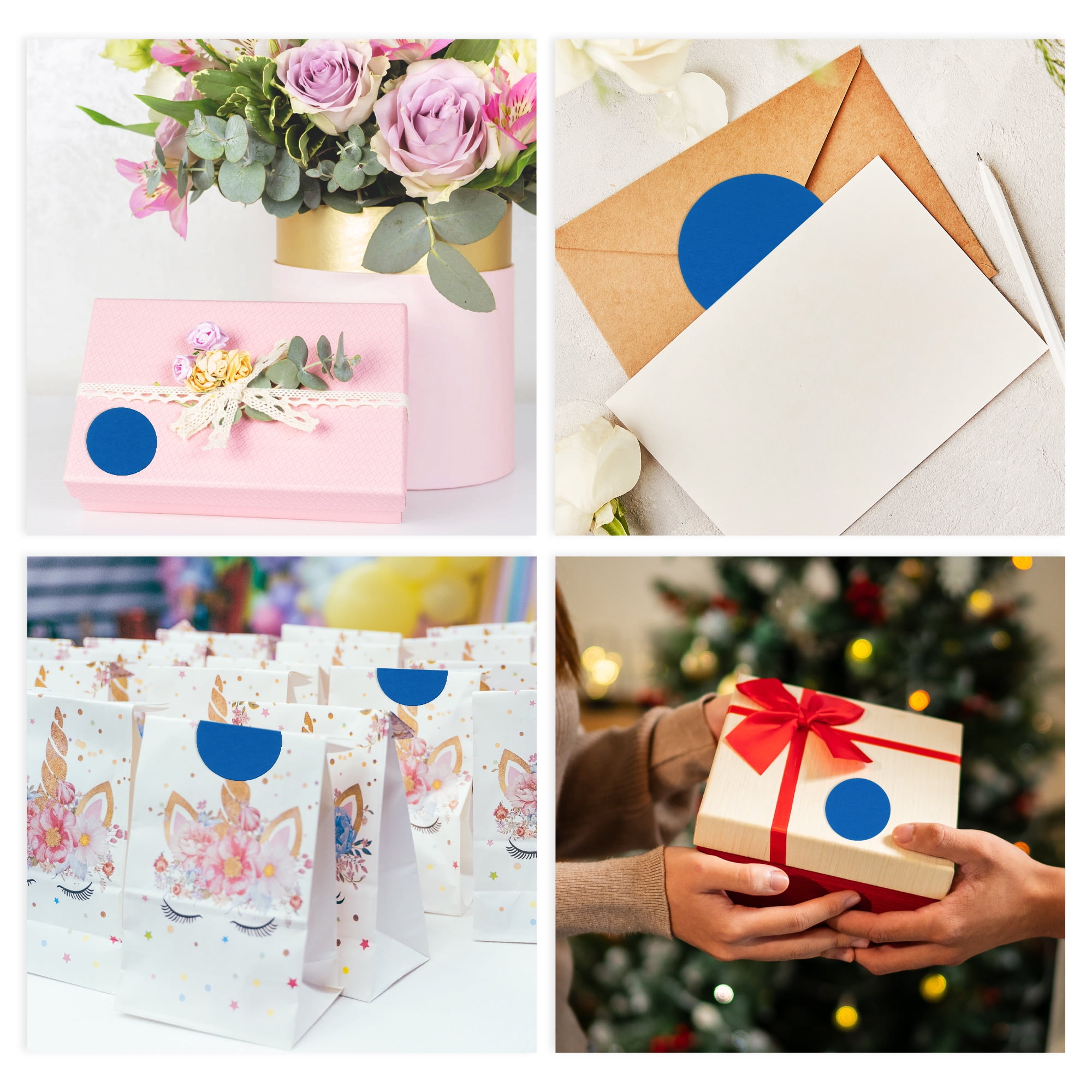 Unique Bargains Mall Large Round Dots Gift Stickers 6PCS Blue