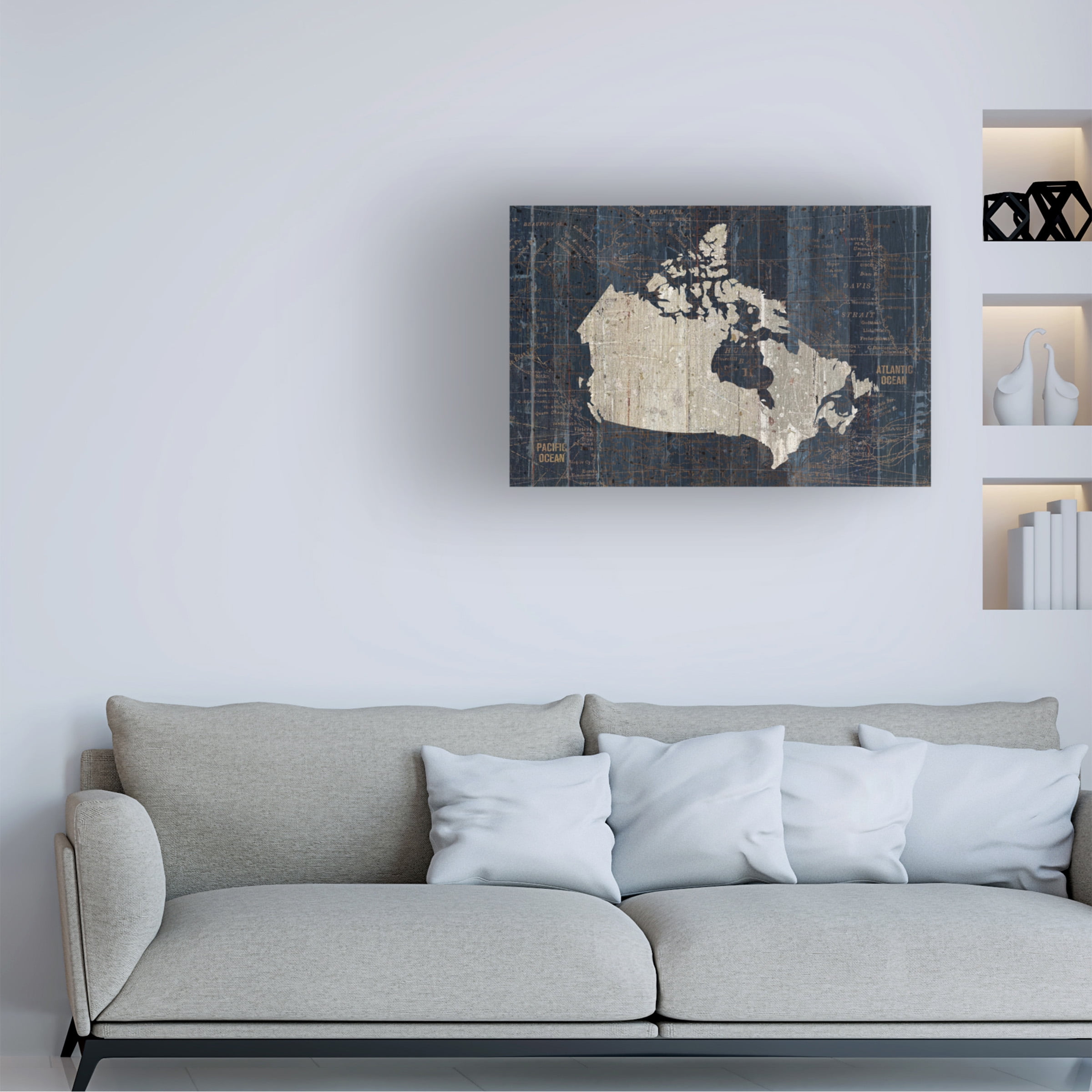 Trademark Fine Art 'Old World Map Blue Canada' Canvas Art by Wild Apple Portfolio