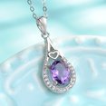 thumbnail image 2 of Collar con colgante de cristal morado plateado JAMW Sencillez, 2 of 5