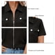 thumbnail image 5 of Camiseta de mujer de manga corta con bolsillos delanteros, color negro, talla S, perfecta para viajar Blusa de verano con botones y cremallera, 5 of 6