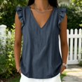 thumbnail image 2 of Women's Summer Tank Blouse Ruffle Sleeve Blouses Flowy Shirts Tunic Top Relaxed Fit Camisole Pullover Shirts Plus Size Shirts Loose Fit Cami Y2K Cute Tops V Neck Boho Shirts, 2 of 5