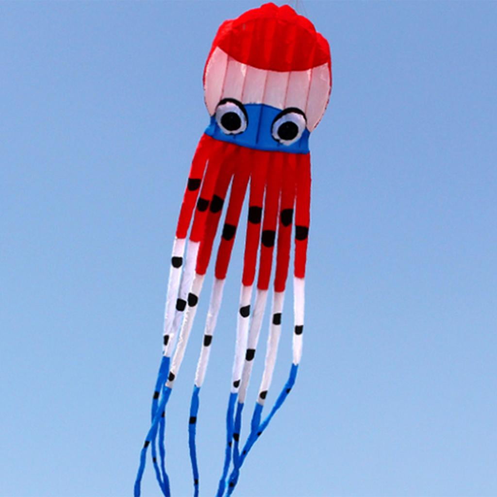 DimyFew 3D Soft Octopus Kite Animal Outdoor Windsock Soft Kite Easy To Fly Children Toys Red