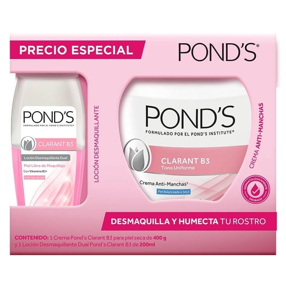 Pack Pond´s clarant B3 crema 400 g + loción desmaquillante 200 ml 2 pzas