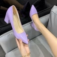 thumbnail image 2 of Women's Candy Color Pointed Toe Thick Heel High Heel Simple Style Shallow Mouth Professional Fashion Single Shoe, 2 of 6