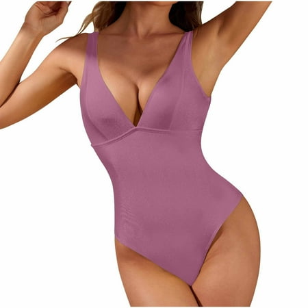 Lopeceal Women s One Piece Swimsuit Slimming Tummy Control Bathing Suit Deep V Neck Color Block Lace Up Back Swimwear
