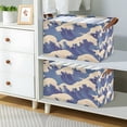 thumbnail image 2 of Yayeee Foldable Storage Basket for Shelves with Handles Waterproof Cloth Bins, Blue Wave Pattern, 2 of 7