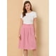 thumbnail image 2 of Allegra K Falda midi vintage de cintura alta elástica con cinturón para mujer Corazones rosados XS, 2 of 6