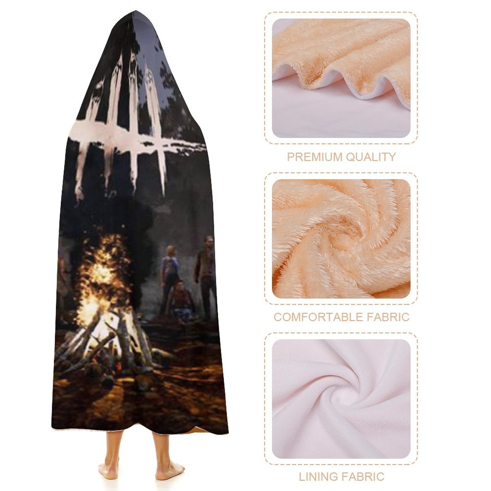 Dead by Daylight DBD Wearable Blanket Cloak Arctic Velvet Hooded Blanket Soft Fuzzy Hoodie Blanket Cape for Adults Kids 40"x50"