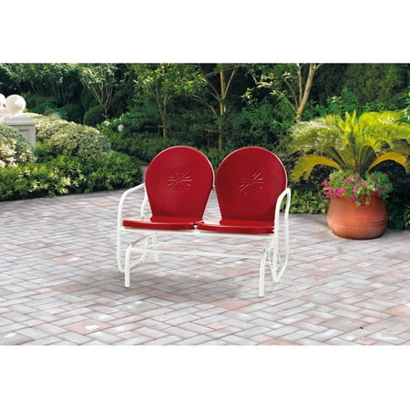 Mainstays Outdoor Retro Outdoor Metal Glider, Red, Seats (Best Chairs Charleston Glider)