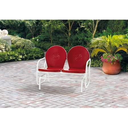 Mainstays Outdoor Retro Outdoor Metal Glider, Red, Seats