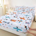 thumbnail image 3 of Homewish Cartoon Helicopter Kids Bed Sheets, Kawaii Airplane Vehicle King Sheets, Stars Cloud Print Sheet Set, Luxury Bedroom Decor, 4-Piece, 3 of 7