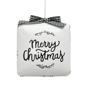 Holiday Time Black and White Metal Square Merry Christmas Decorative Accents Ornament