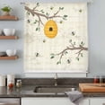 thumbnail image 4 of Bees Branches Semi Sheer Curtains Drapes for Living Room, Bedroom, French Doors Window 96 Inches Long, Farmhouse Spring Botanical Elegant Rod Pocket Chiffon Curtain Drapery Voile Draperies Panel, 4 of 8