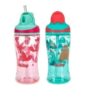 Nuby Thirsty Kids No-Spill Flip-it Printed Boost Cup with Thin Soft Straw - 12oz, 18+ Months, Pack of 2