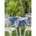 thumbnail image 4 of Outdoor Tablecloth with Umbrella Hole Zipper Beach Sea Turtle Round Tablecloth 60" Waterproof Outside Table Cloth Abstract Gradient Colorful Coastal Waves Patio Table Cover Tablecloths for Picnic, 4 of 8