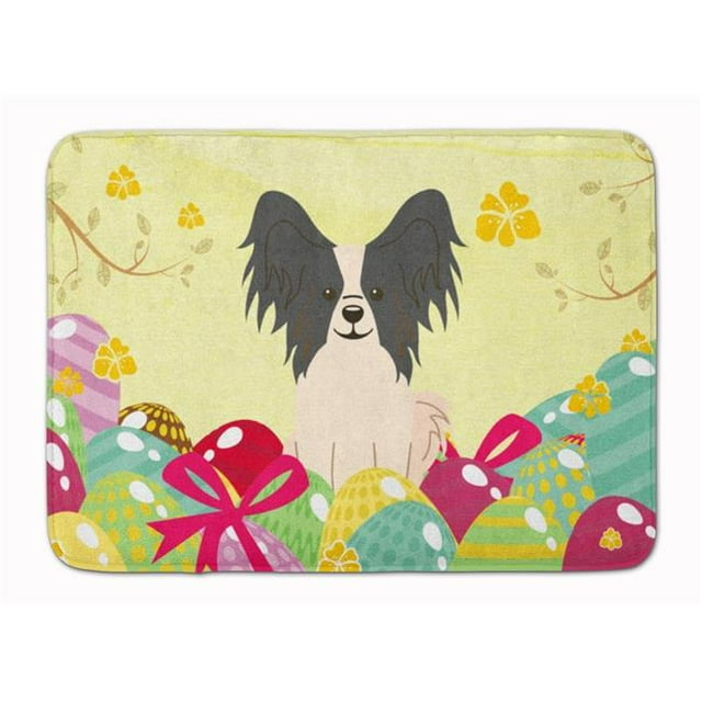 Carolines Treasures BB6076RUG Easter Eggs Papillon Black & White Machine Washable Memory Foam Mat