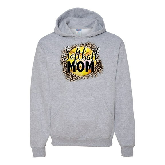 Softball Mom Animal Print Girl Sports Unisex Graphic Hoodie Sweatshirt, Heather Grey, Small