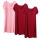 thumbnail image 1 of Camisón largo de 3 piezas para mujer, color liso, largo medio, manga corta, con copas acolchadas, para el hogar, modal, 1 of 2