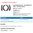 thumbnail image 2 of Rear Brake Shoe Set - Compatible with 1960 - 1970 Ford Falcon 1961 1962 1963 1964 1965 1966 1967 1968 1969, 2 of 2