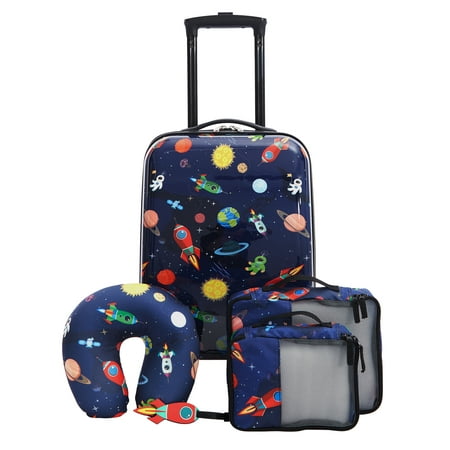 TPRC 5-Piece Kid's Hard-Side Luggage Set with 18" Spinner Rolling Carry-on- Space