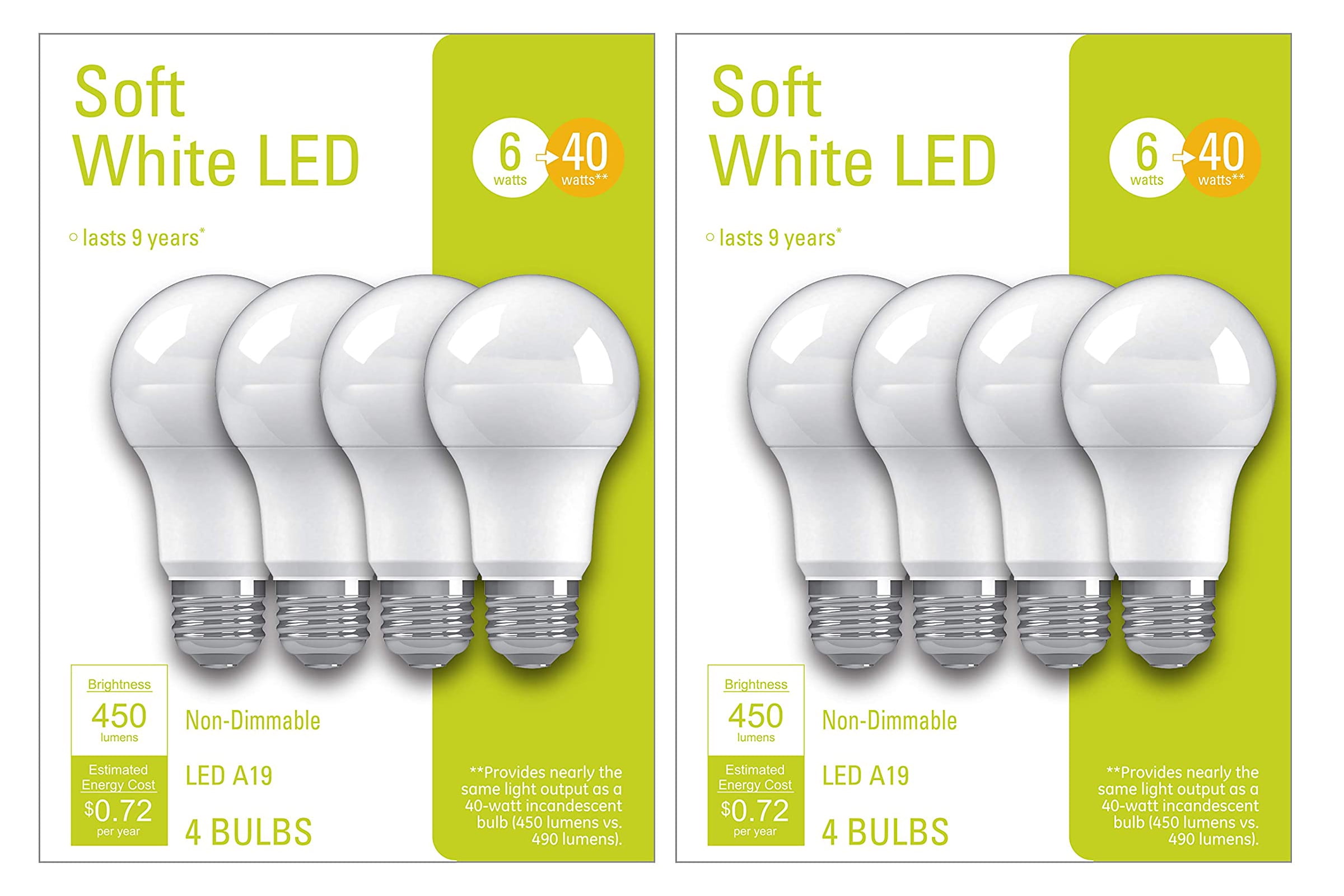 Lot of 10 Soft White GE Light bulb 41028 60-Watt A19 40 Bulbs! 