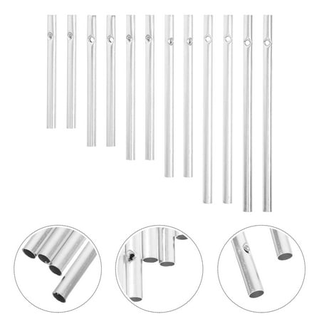 HEMOTON  2 Sets Aluminum Wind Bell Pipes Handmade Chime Accessories Silver