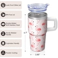 thumbnail image 3 of Flamingo Insulated Travel Cup 20OZ Stainless Steel with Handle Tumbler Mug Leak Resistant Double Wall Vacuum Portable BPA Free Gifts for Women Girls on Birthday Christmas Summer, 3 of 6