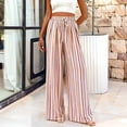 thumbnail image 2 of Lumtrix Striped Pants Women Summer Lounge Wide Leg Slacks Casual High Waist Trousers with Pockets Khaki 2XL, 2 of 7
