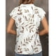 thumbnail image 3 of Camisa de manga corta para mujer, camisa con cuello en V, camisa estampada a la moda, Top informal suelto de verano, blanco XXL, 3 of 5