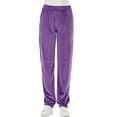 thumbnail image 5 of LELINTA Women's Plus Size Long Velvet Comfy Drawstring Trousers Loose Straight-Leg for Yoga Running Sporting, Red/ Purple, S-2XL, 5 of 6