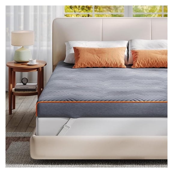 Memory Foam Mattress Topper,3 Inch Queen Mattress Topper Pressure Relief with Cooling Gel and Removable & Washable Embossed Cover, & Oeko-TEX Certified, Grey, Queen