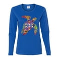thumbnail image 2 of Wild Bobby, Colorful Rainbow Sea Turtle Animal Lover Womens Graphic Long Sleeve T-Shirt, Royal, Small, 2 of 3