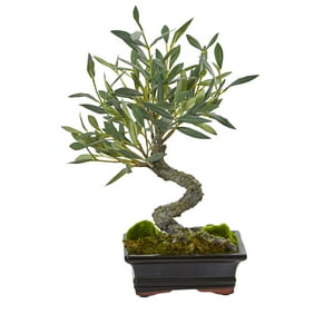Artificial Japanese Bonsai Fake 9 Mini Purple Green Plastic Tree In Pot For Home Decor Walmart Com Walmart Com