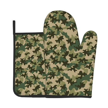 

Bingfone Camouflag Print Oven Mitts Pot Holders Set 2 PCS for Kitchen for Cooking Grilling Baking BBQ Pot Holders Cook Essentials