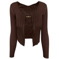 thumbnail image 4 of Femmes col en V profond haut maigre chaîne Cardigan décontracté ouvert devant chemise pull hauts, 4 of 9