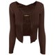 thumbnail image 4 of Femmes col en V profond haut maigre chaîne Cardigan décontracté ouvert devant chemise pull hauts, 4 of 9